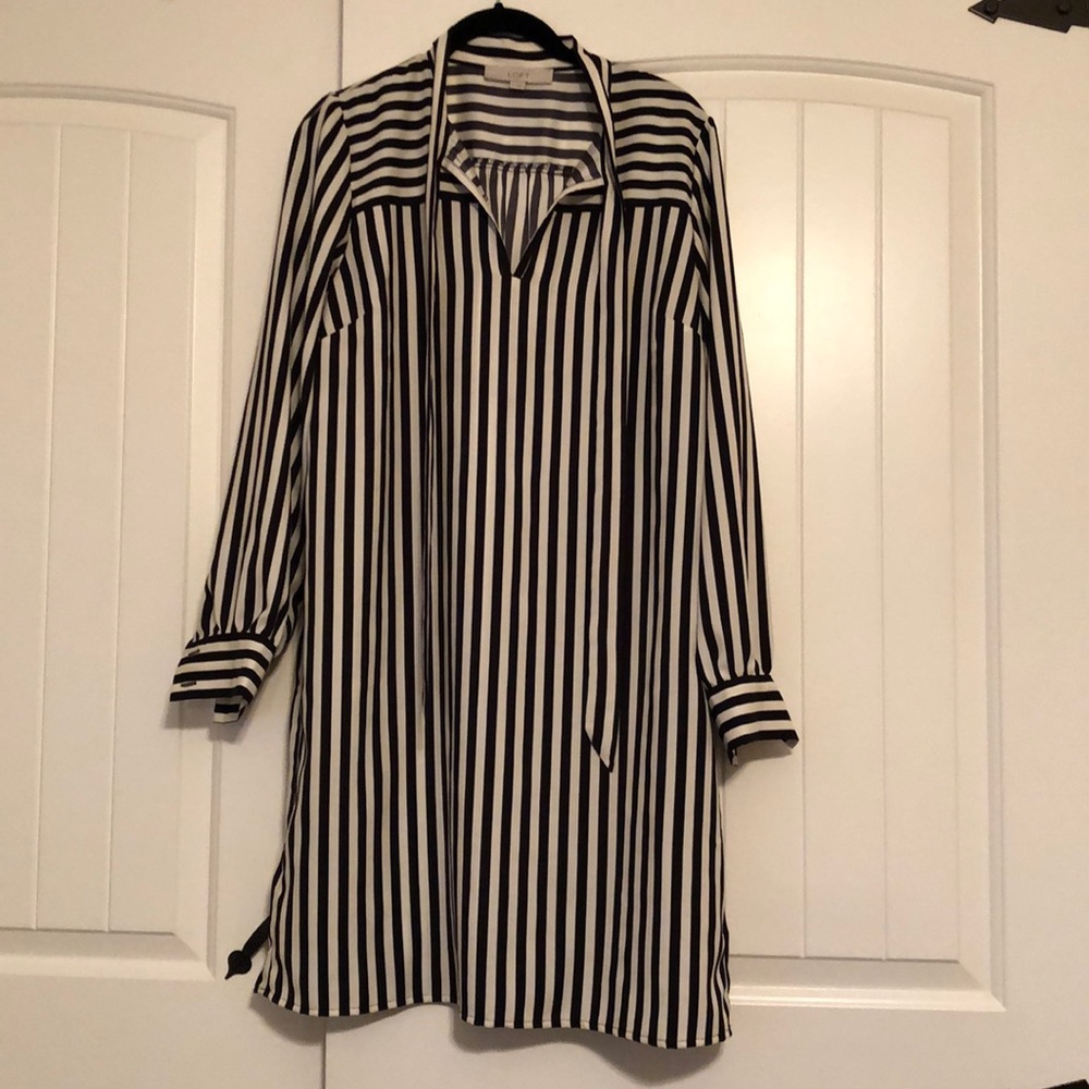 Loft Black and White Stripped Dress